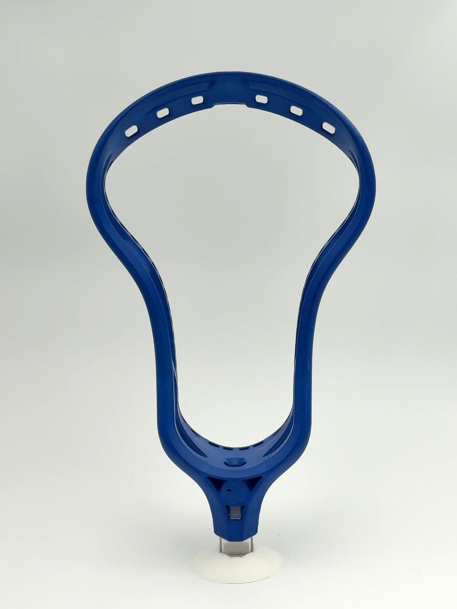 5LAX cobalt blue dyed unstrung lacrosse head, front view